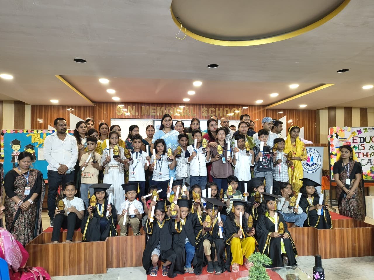 Students and teachers at the S.N. Memorial School prize distribution