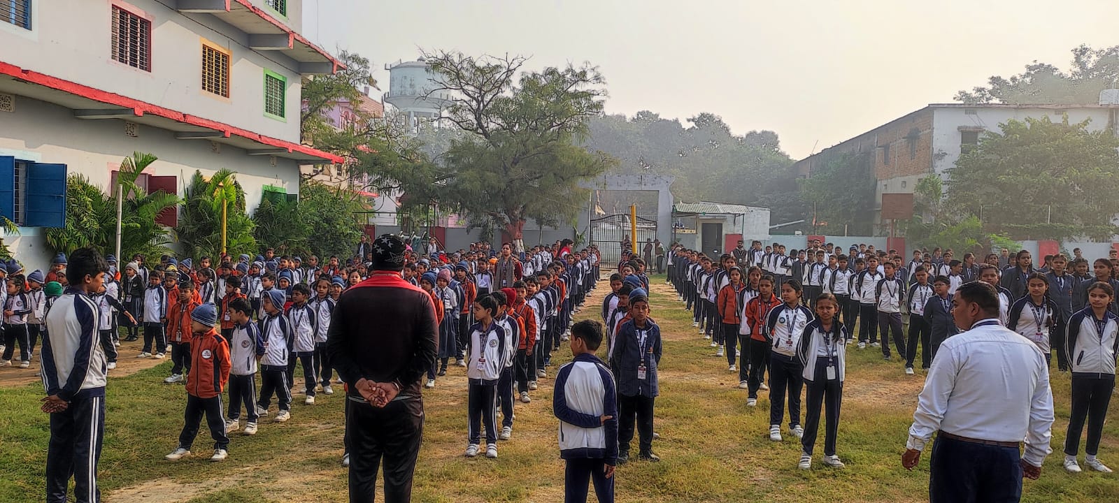 P.T. in school assembly